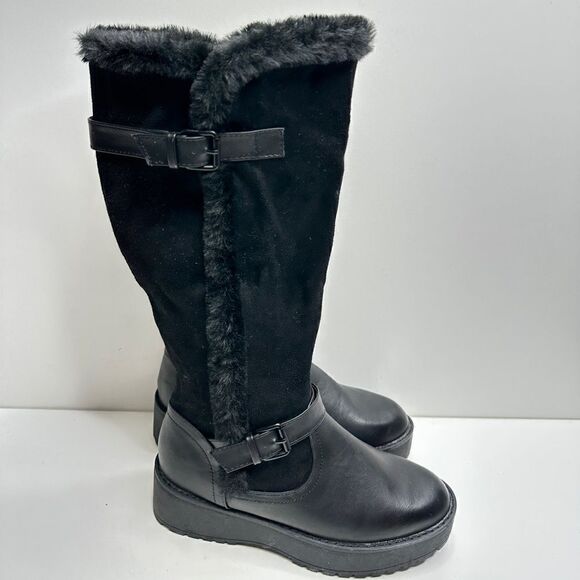 Wanted Faux Leather Fur Lined Winter Black Boots Size 7 New - Picture 2 of 9